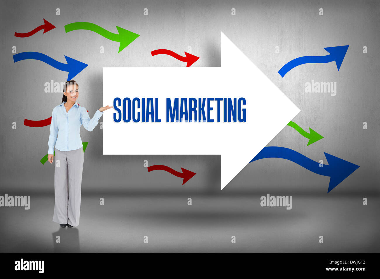 Sozialmarketing gegen Pfeile Stockfoto