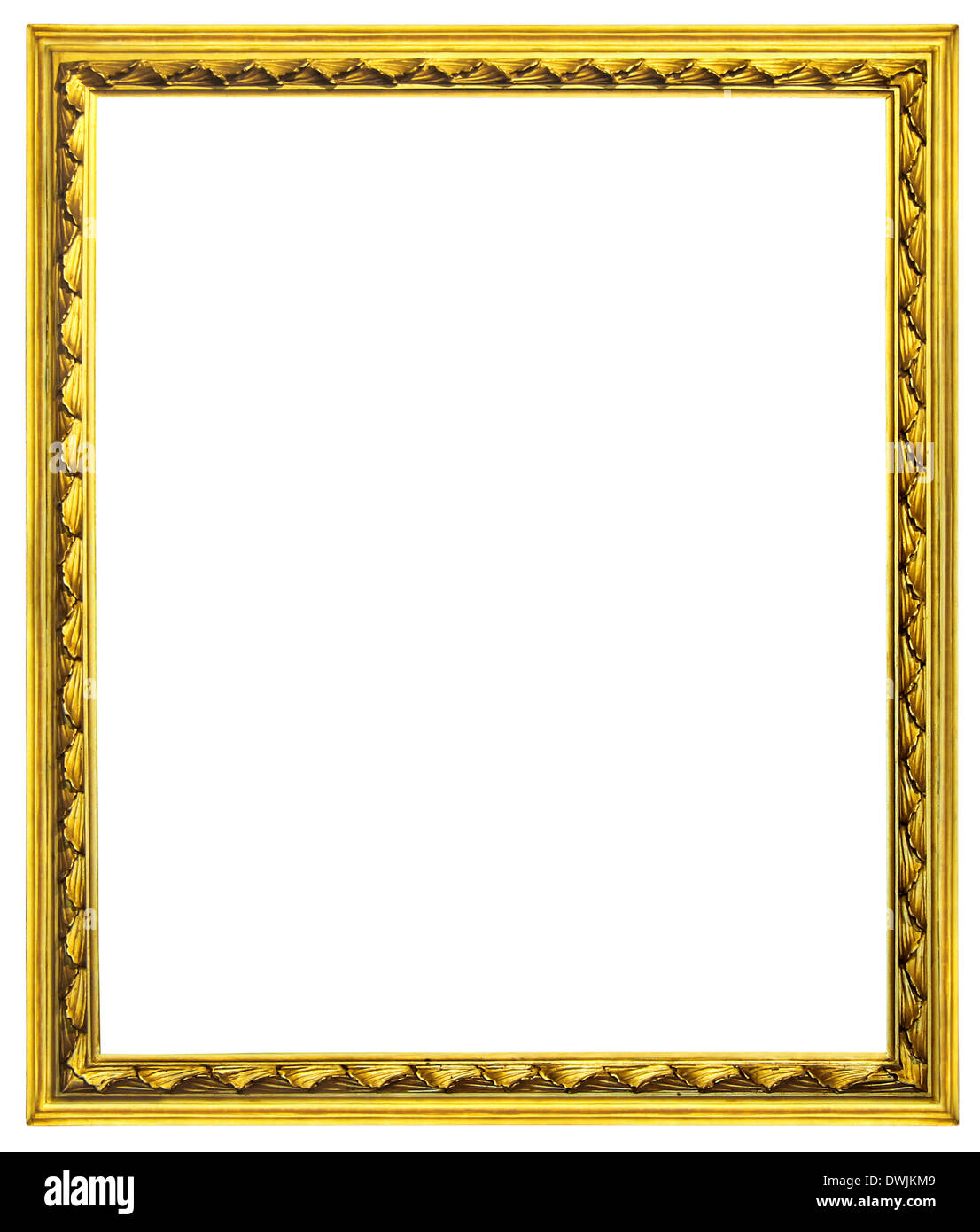 Alte vergoldete Holzrahmen isoliert auf weiss mit Beschneidungspfad Stockfoto