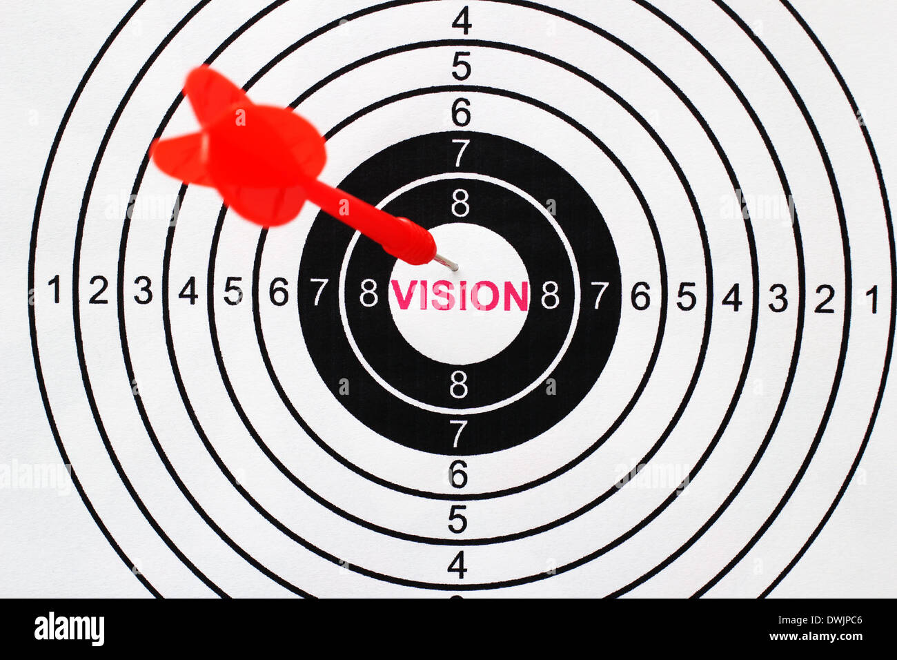 Vision-Text auf Ziel Stockfoto