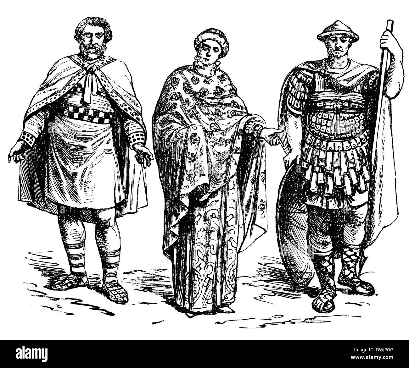 Byzantiner, links und Mitte: highbred Leute, nicht wahr: Offizier Stockfoto