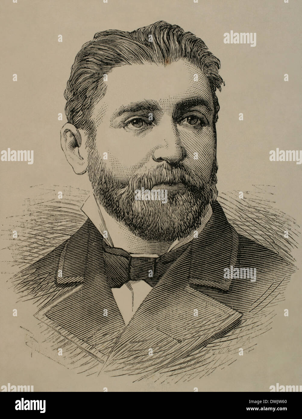 Aureliano Linares Rivas (1841 – 1903). Spanischer Politiker. Kupferstich von BB in der spanischen und amerikanischen Abbildung, 1883. Stockfoto