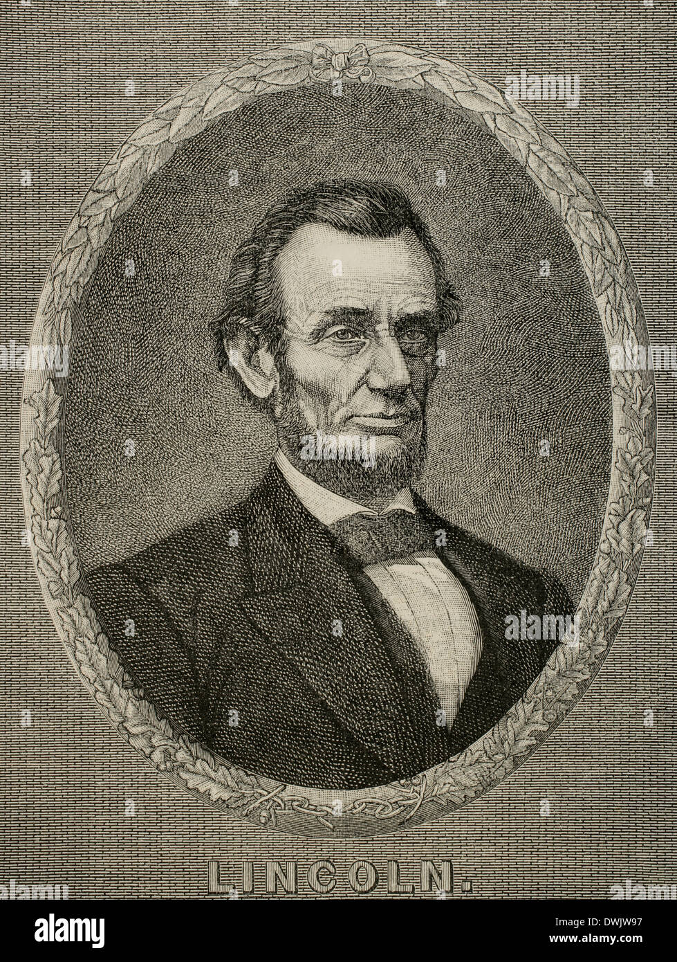 Abraham Lincoln (1809-1865). 16. Präsident der Vereinigten Staaten. Gravur in Universalgeschichte, 1885. Stockfoto
