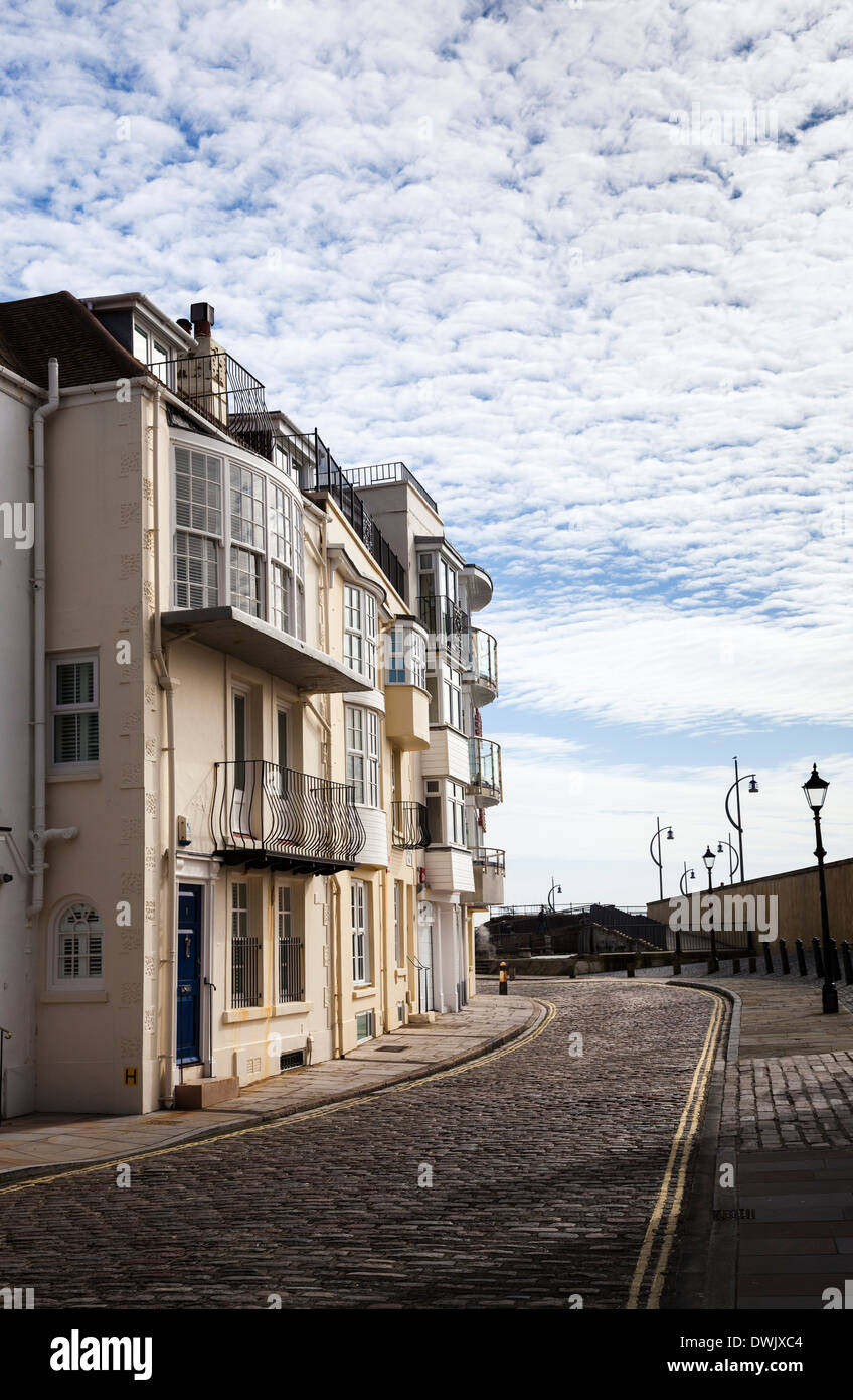 Gepflasterten Straßen rund um alte Portsmouth. Stockfoto