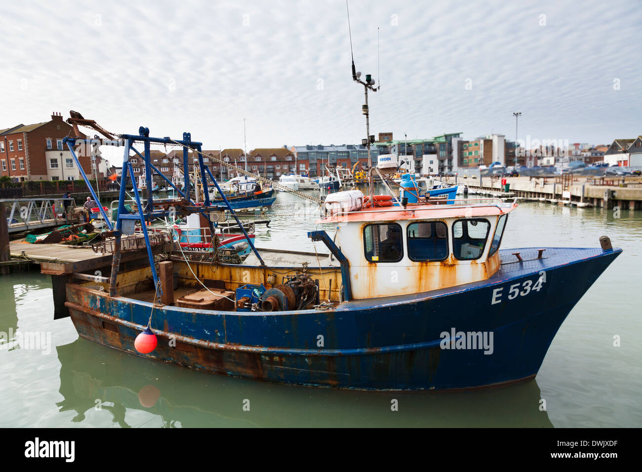 Fischkutter am Sturz Quay, Old Portsmouth. Stockfoto