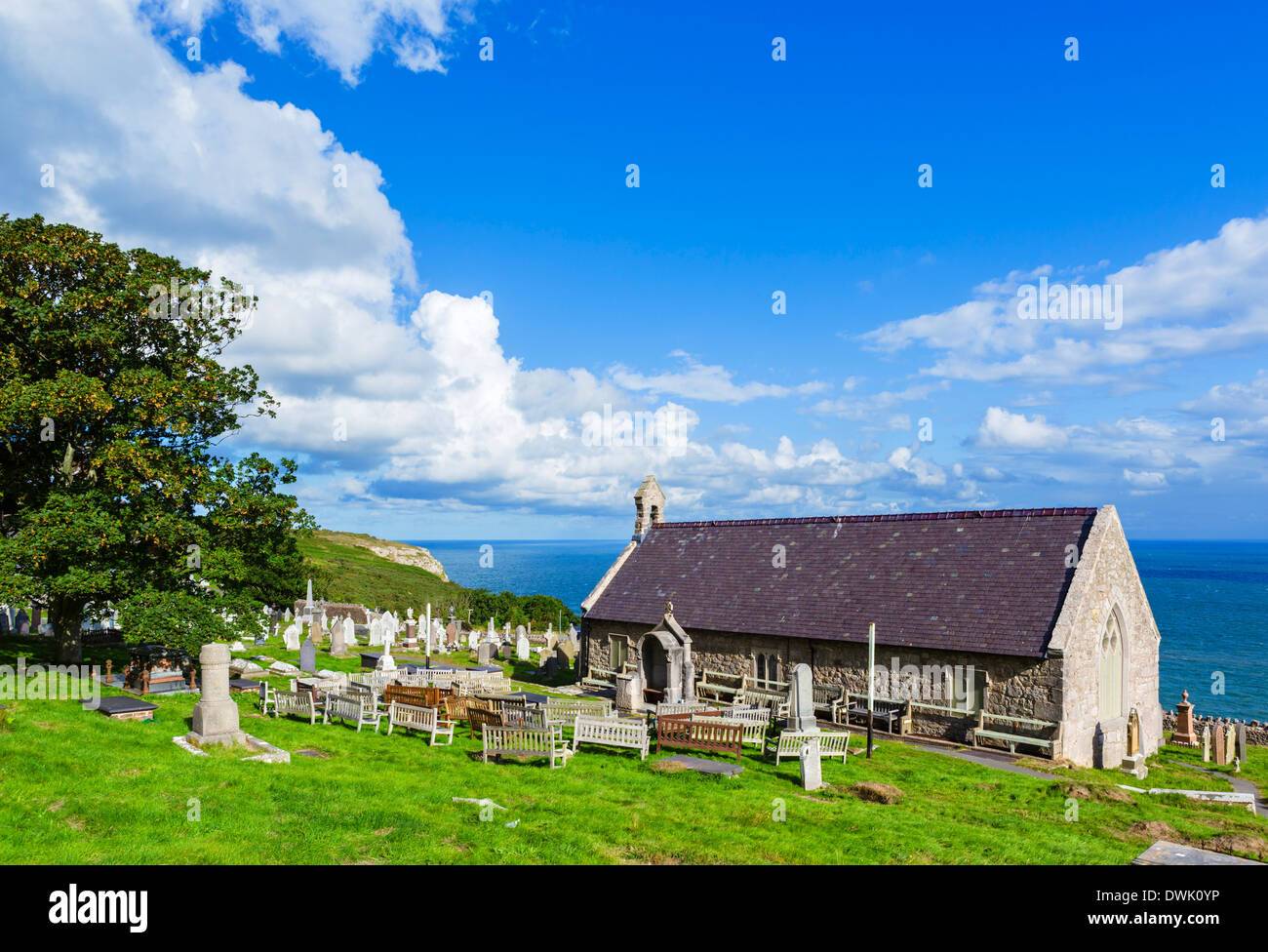 St Tudno Kirche auf den Great Orme, Llandudno, Conwy, North Wales, UK Stockfoto