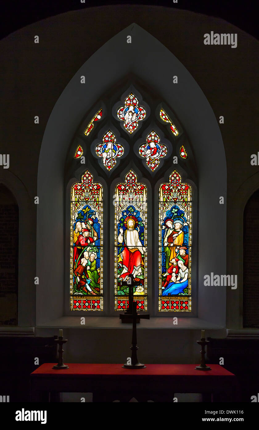 Glasfenster im St Tudno Kirche auf The Great Orme, Llandudno, Conwy, North Wales, UK Stockfoto