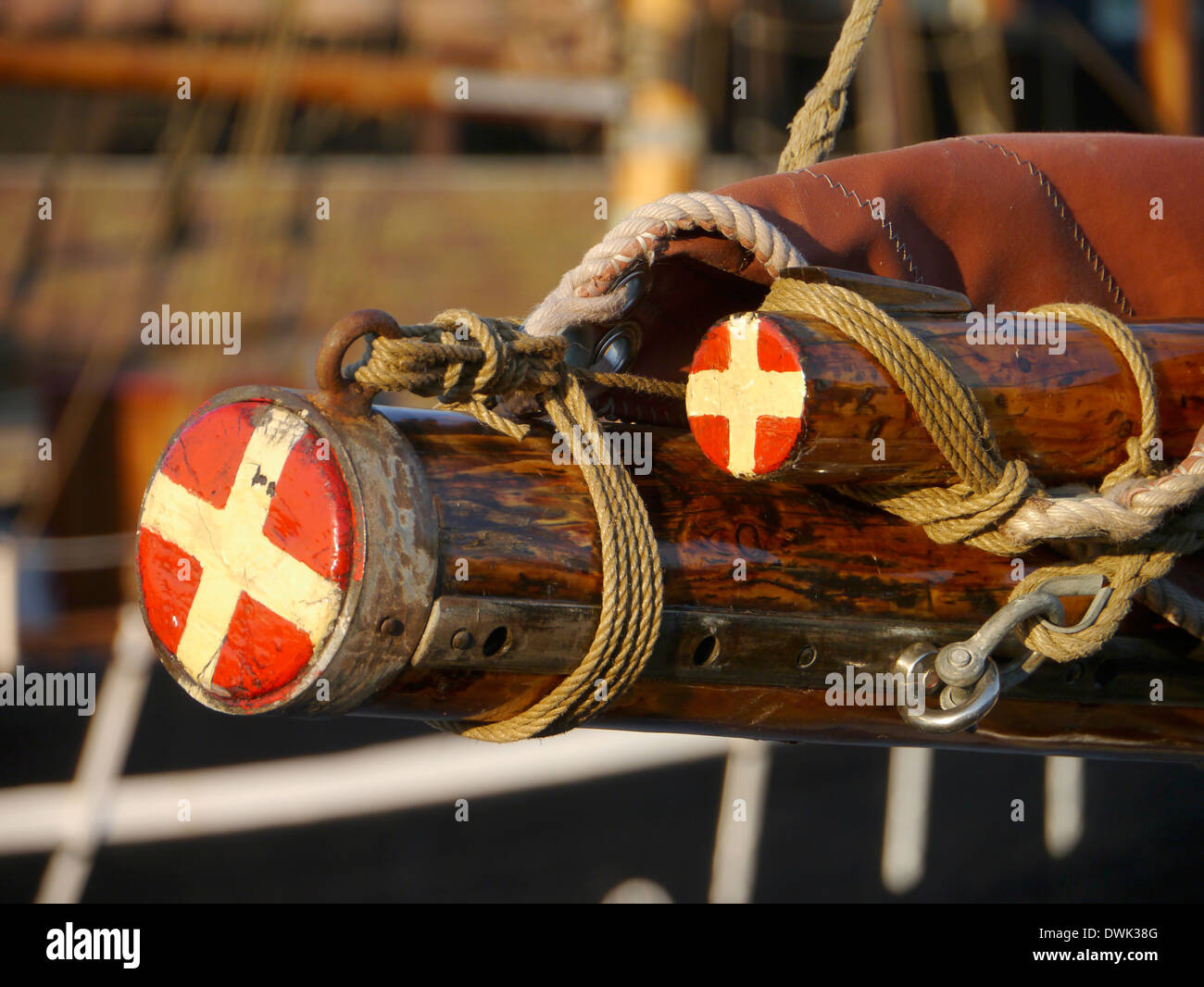 Detail von einem alten dänischen Segelboot, Dänemark Stockfoto
