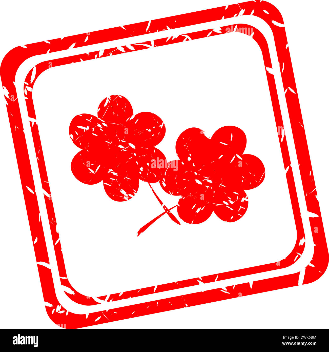 Symbolblume auf roten Grunge Web Stempel Stockfoto