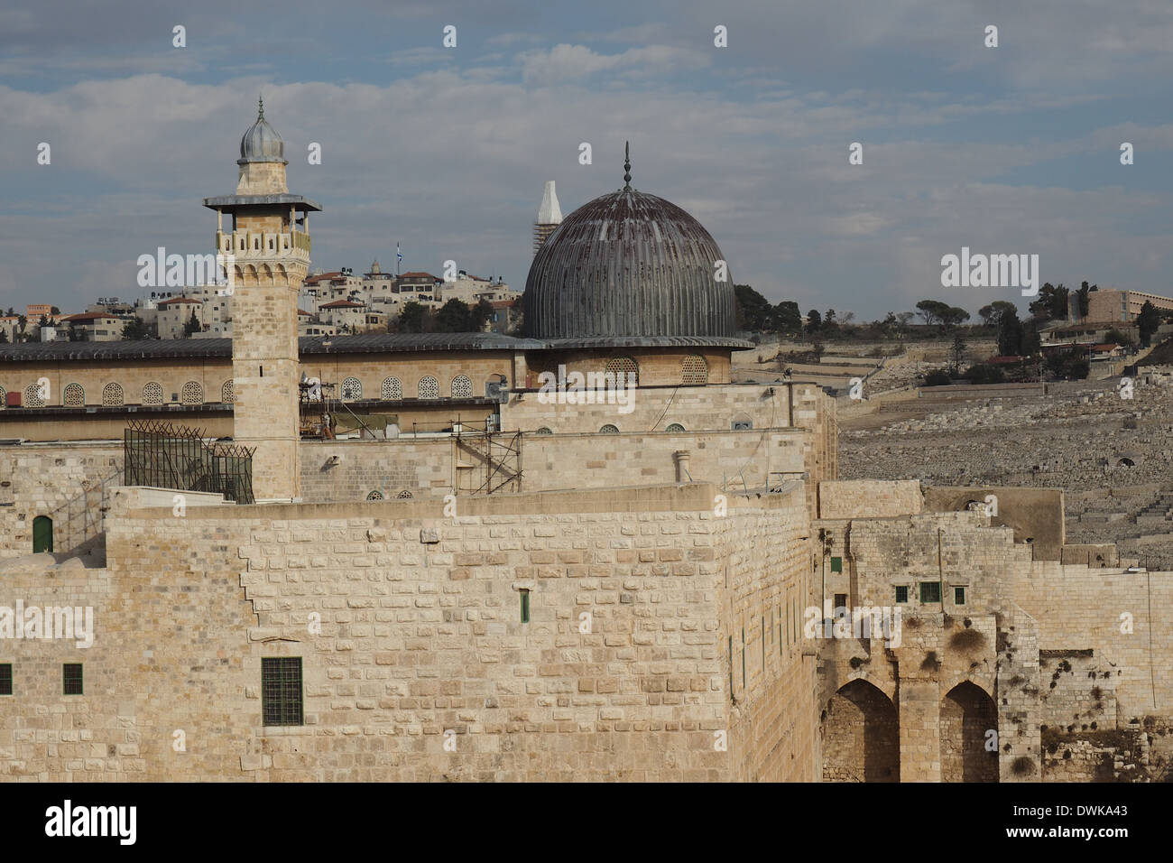 Al-Aqsa-Moschee und Südwand Stockfoto