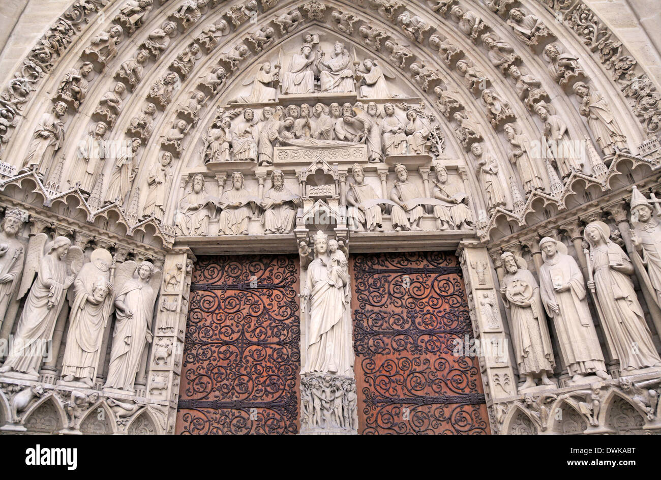 Architektonischen Details der Kathedrale Notre Dame de Paris Stockfoto