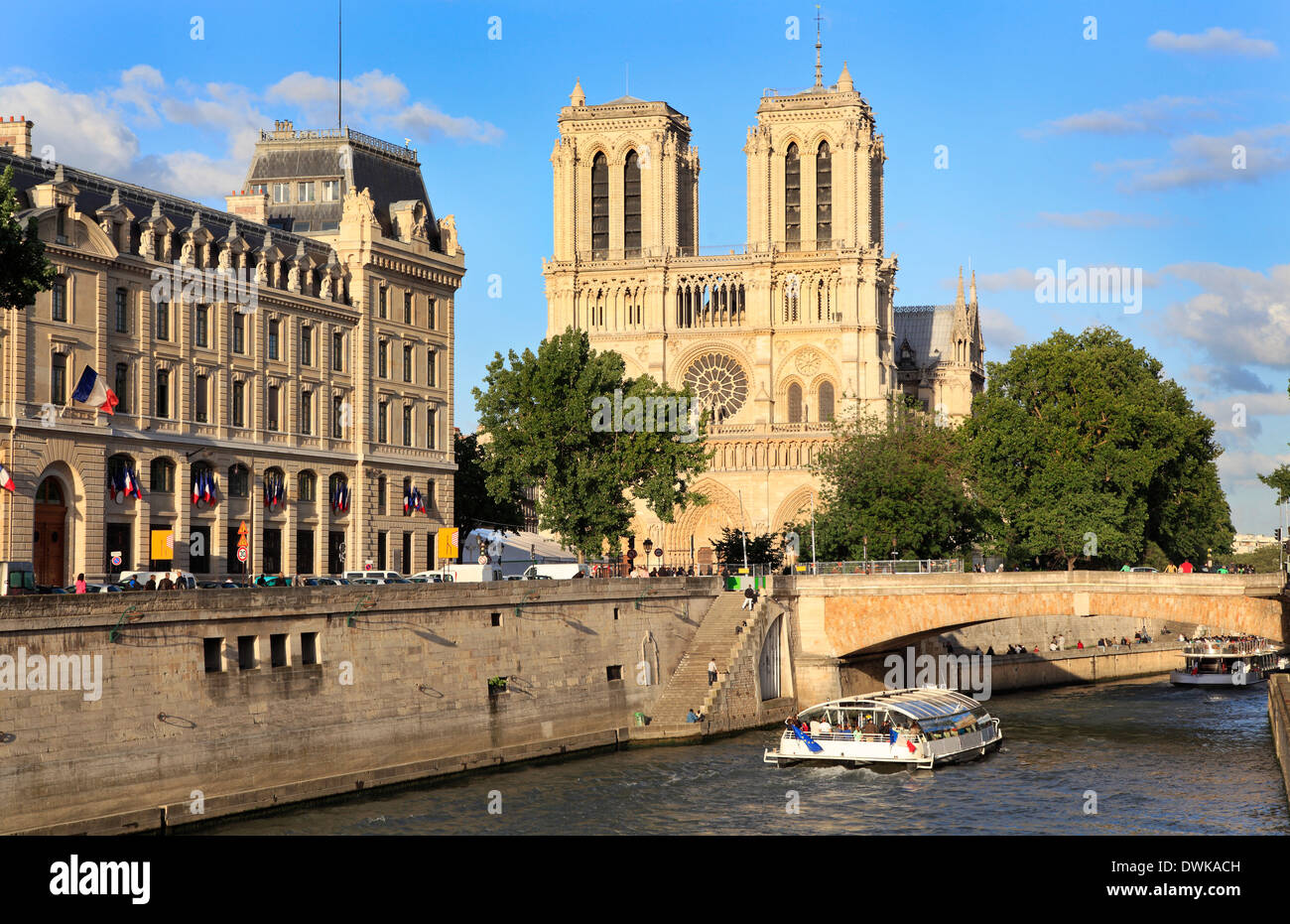 Notre Dame und Seineufer, Paris, Frankreich Stockfoto