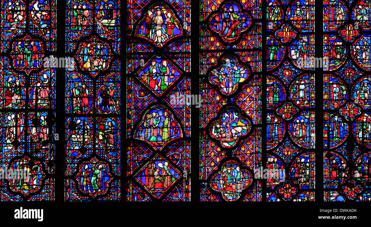 Die Sainte-Chapelle Fleck-Glasfenster, Paris, Frankreich Stockfoto