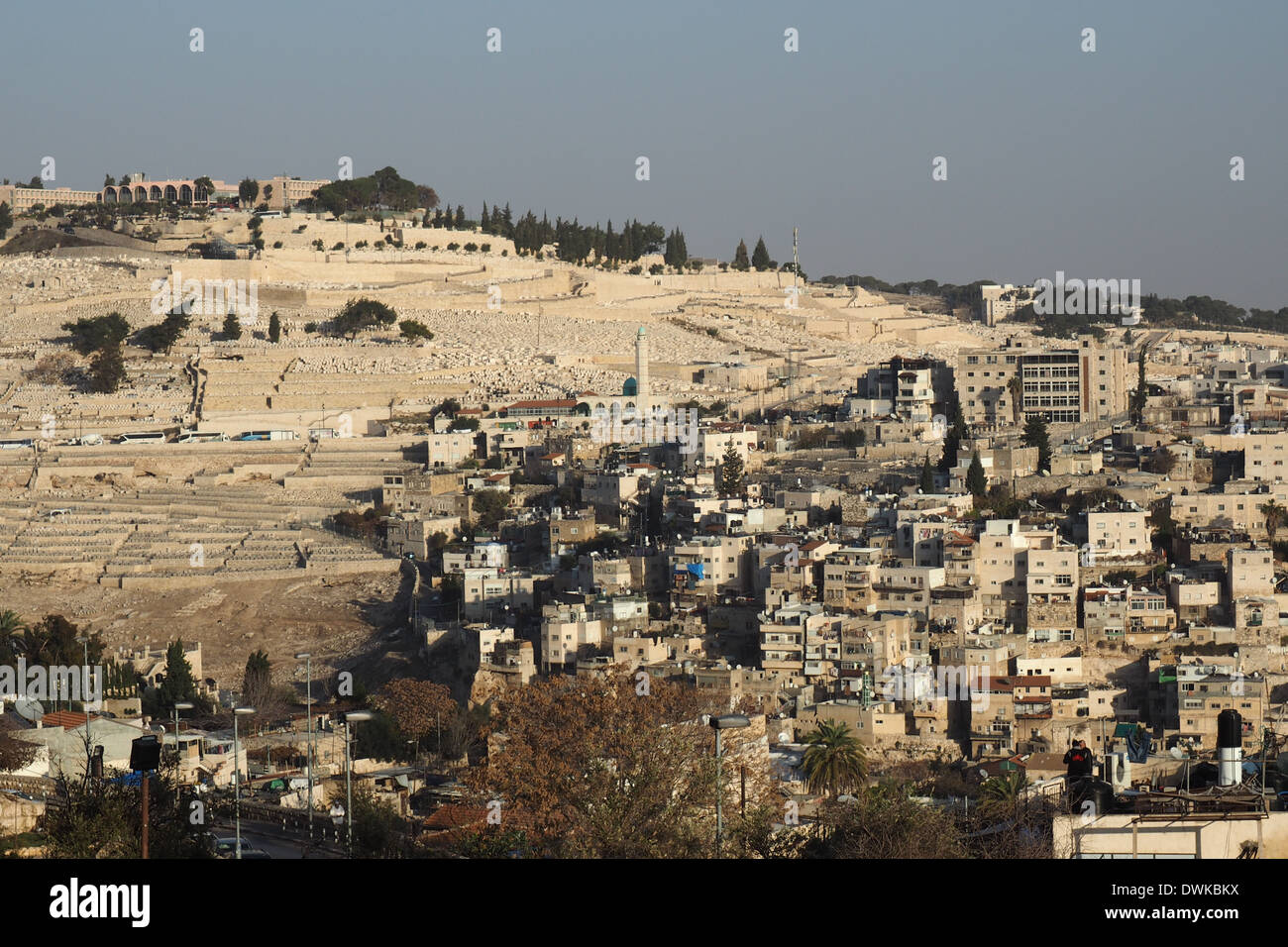 Ost-Jerusalem und katholischen Friedhof auf dem Ölberg, Jerusalem, Israel. Stockfoto