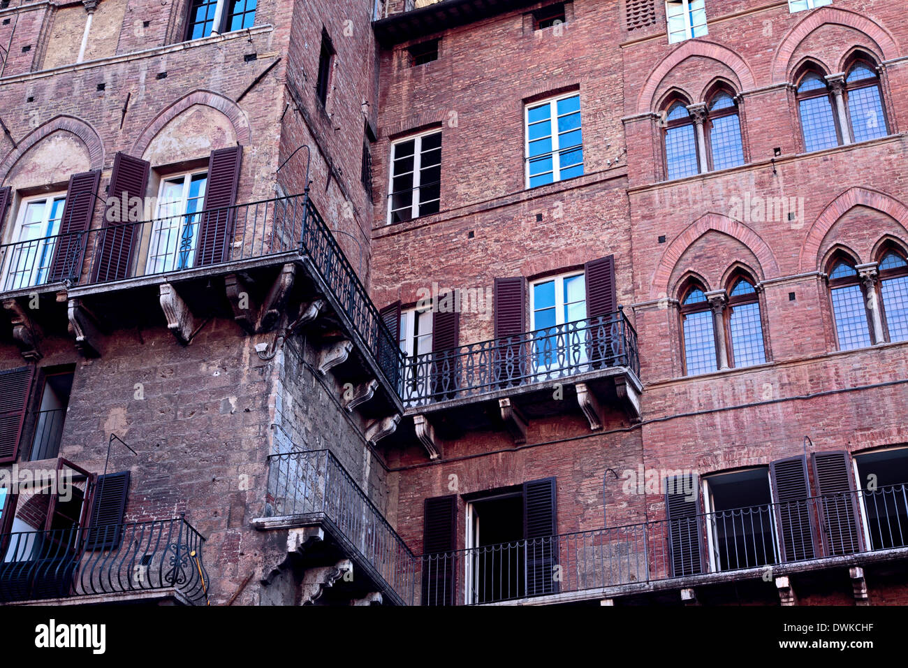 Die Details der Häuser in Siena, Toskana in Italien Stockfoto