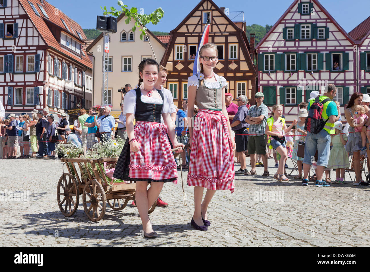 Historischer Festzug in Bad Urach Schaferlauf Bad Urach Schwäbische Alb, Baden-Württemberg, Deutschland, Europa Stockfoto