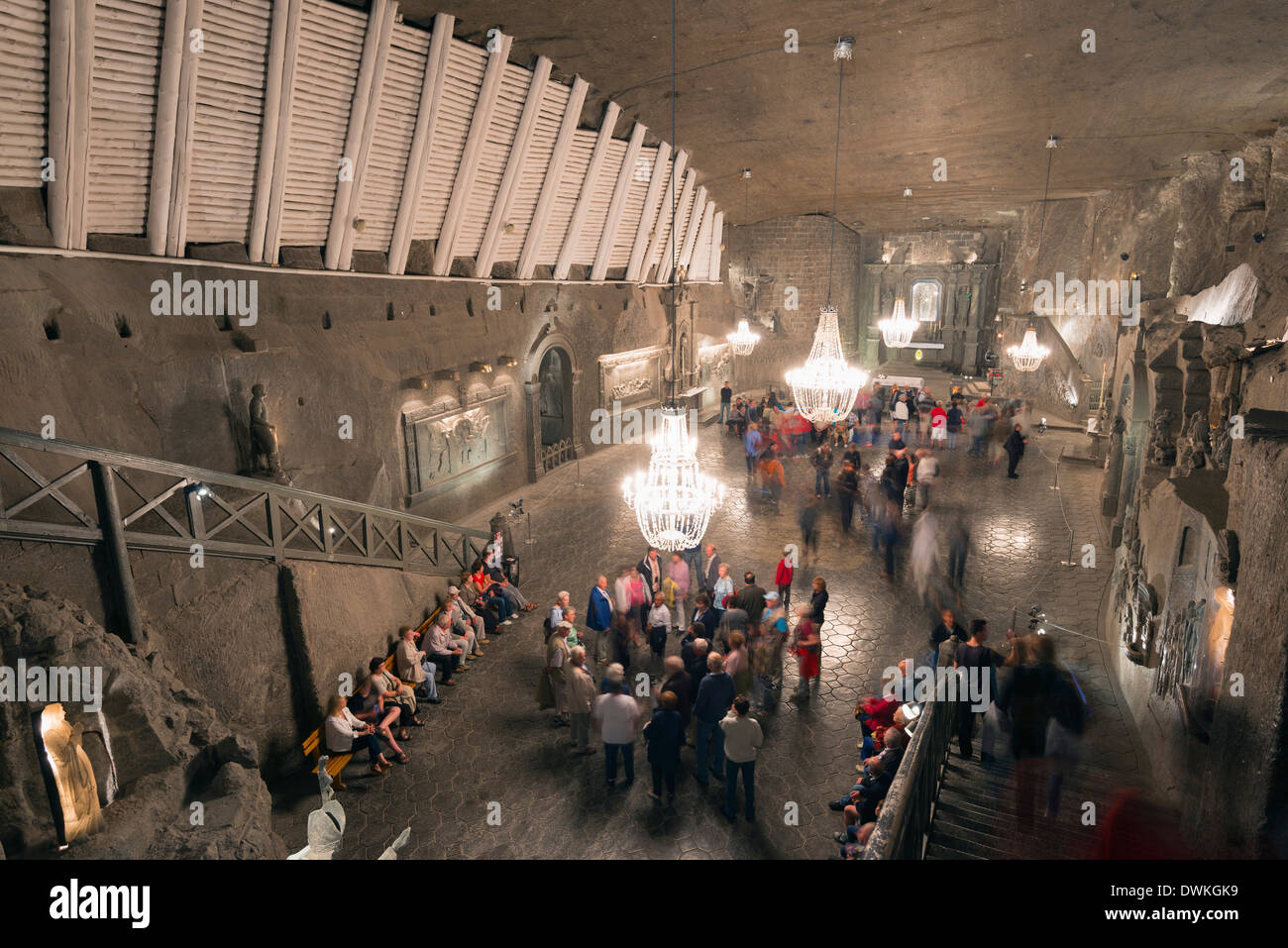 Touristische Route, Kapelle St. Kinga, Salzbergwerk Wieliczka, UNESCO-Weltkulturerbe, Krakau, Kleinpolen, Polen, Europa Stockfoto