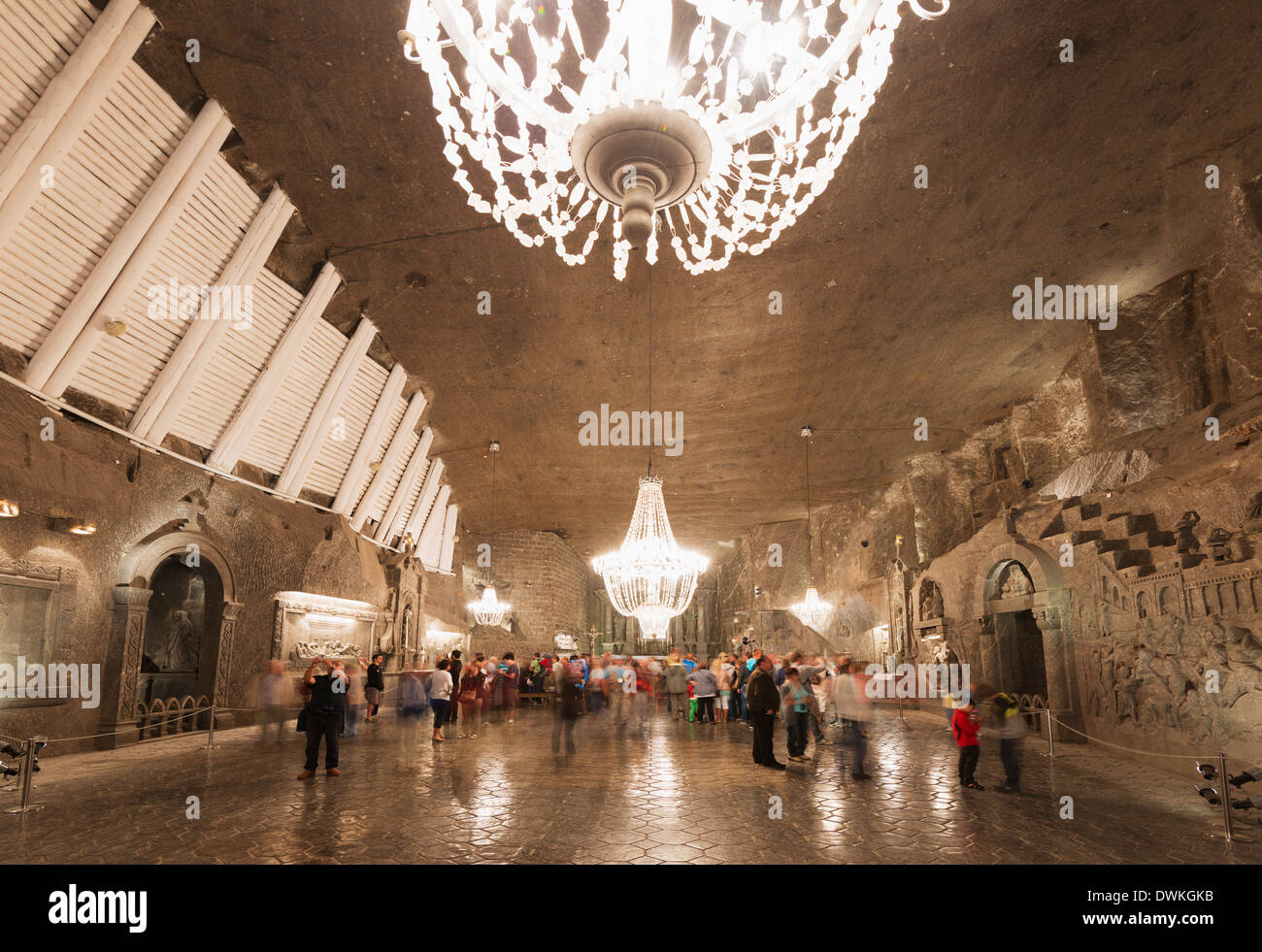 Touristische Route, Kapelle St. Kinga, Salzbergwerk Wieliczka, UNESCO-Weltkulturerbe, Krakau, Kleinpolen, Polen, Europa Stockfoto