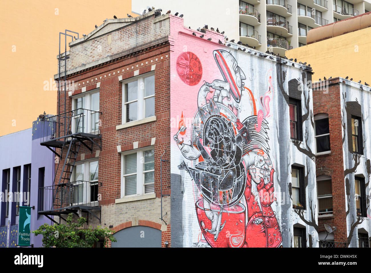 Wandbild an der Hyde Street, San Francisco, Kalifornien, Vereinigte Staaten von Amerika, Nordamerika Stockfoto