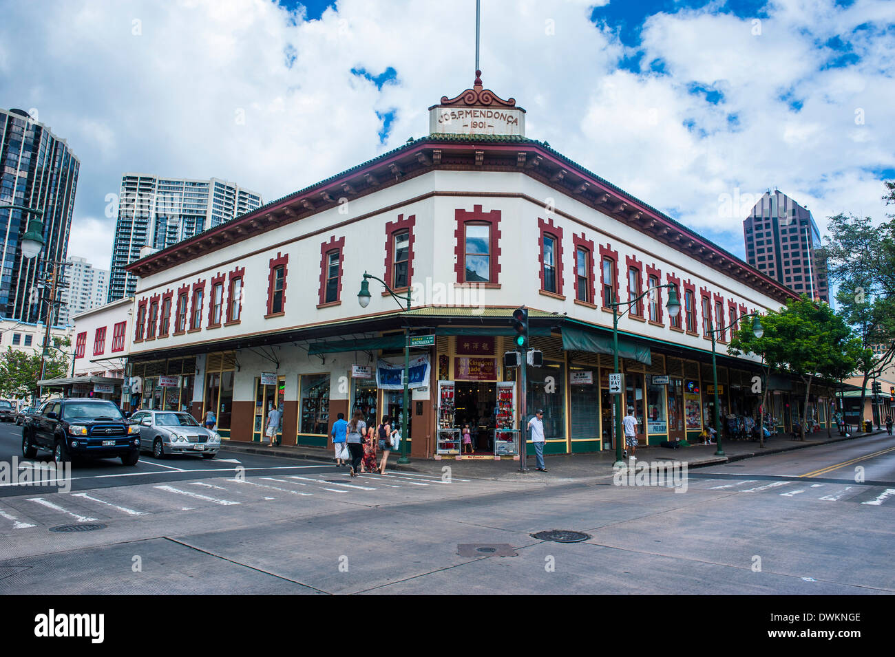 Historische Buildigns in der Innenstadt von Honolulu, Oahu, Hawaii, Vereinigte Staaten von Amerika, Pazifik Stockfoto