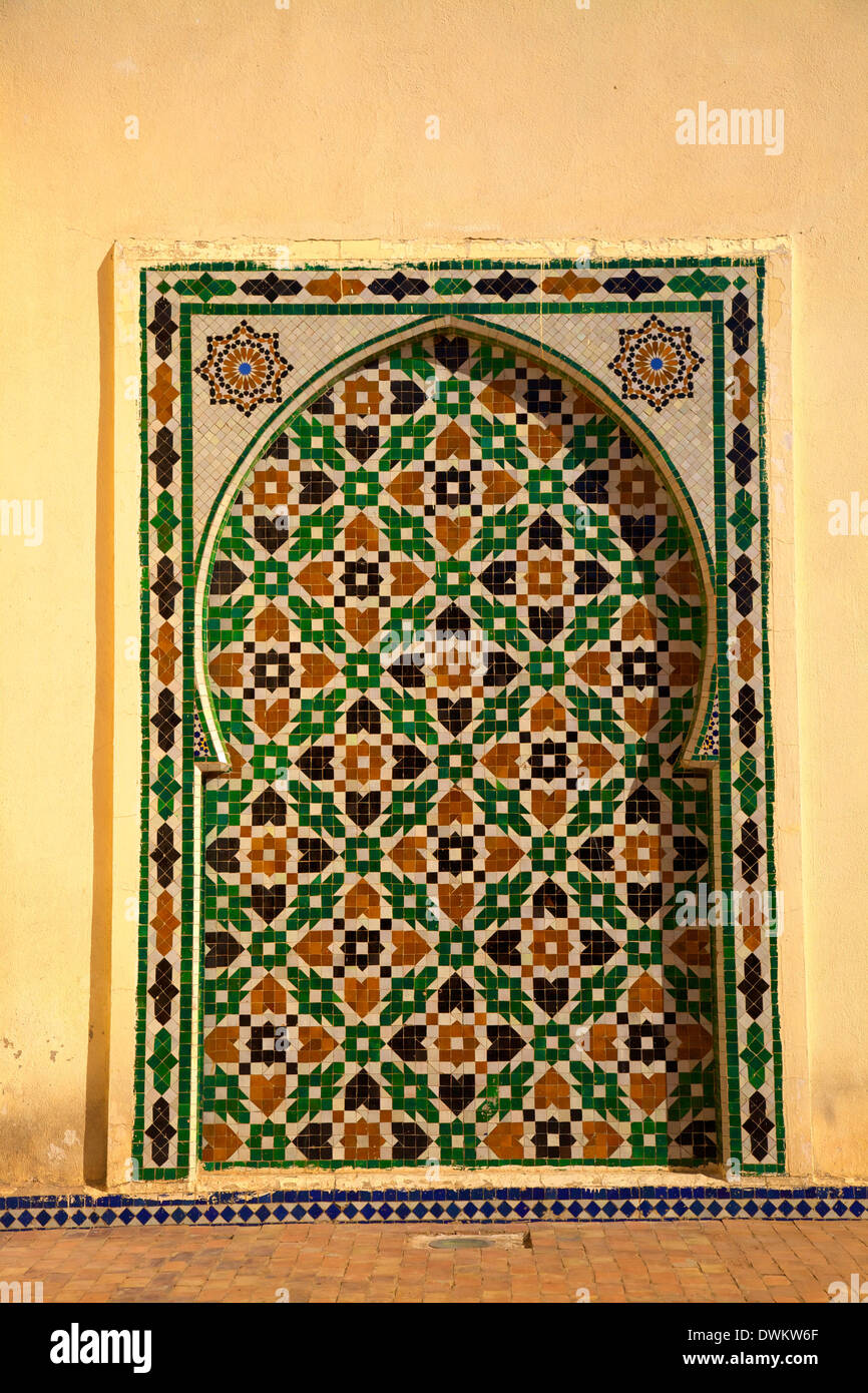 Mausoleum des Moulay Ismail, Meknès, Marokko, Nordafrika, Afrika Stockfoto