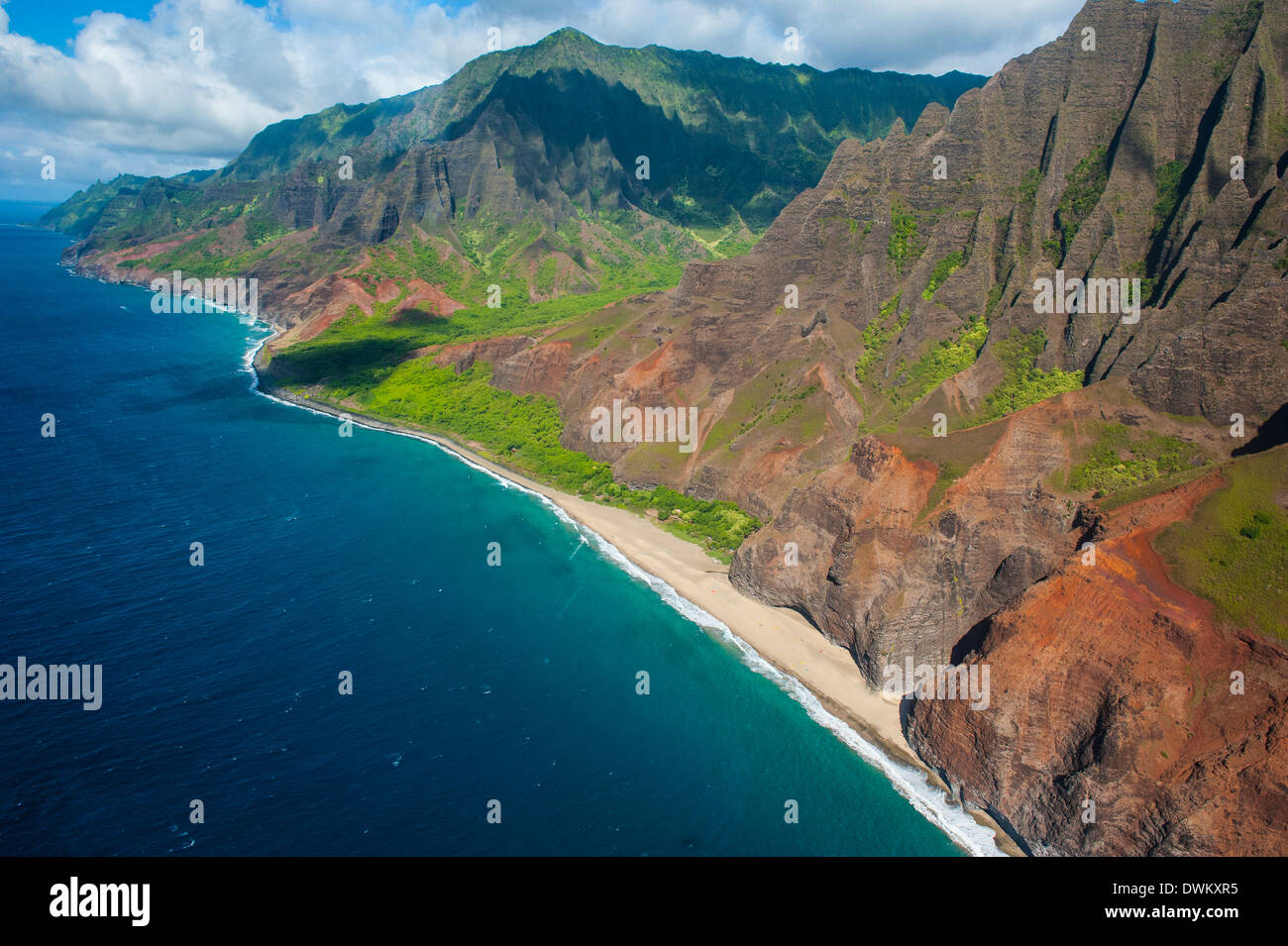 Luftaufnahmen von der Napali Küste, Kauai, Hawaii, Vereinigte Staaten von Amerika, Pazifik Stockfoto