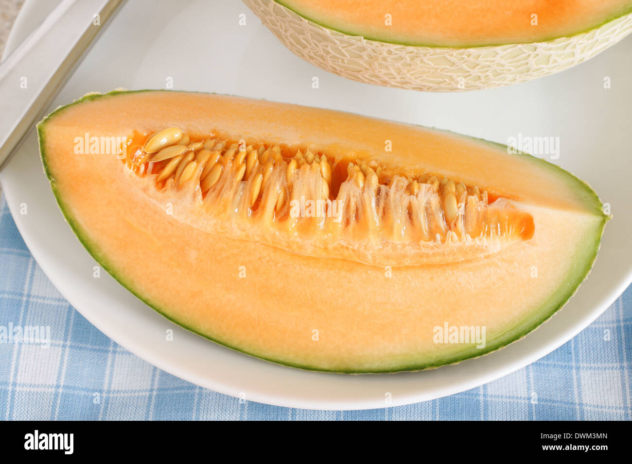Eine beliebte Orange Melone Melone konkretisiert Stockfoto