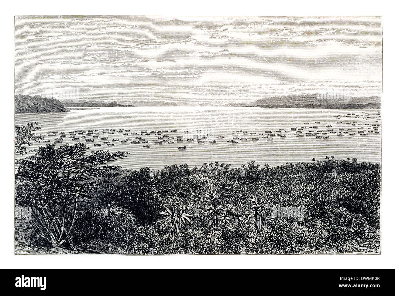 Napoleon Channel Lake Victoria, Flottille von Uganda Kaiser Überfahrt von Usoga nach Uganda Stockfoto