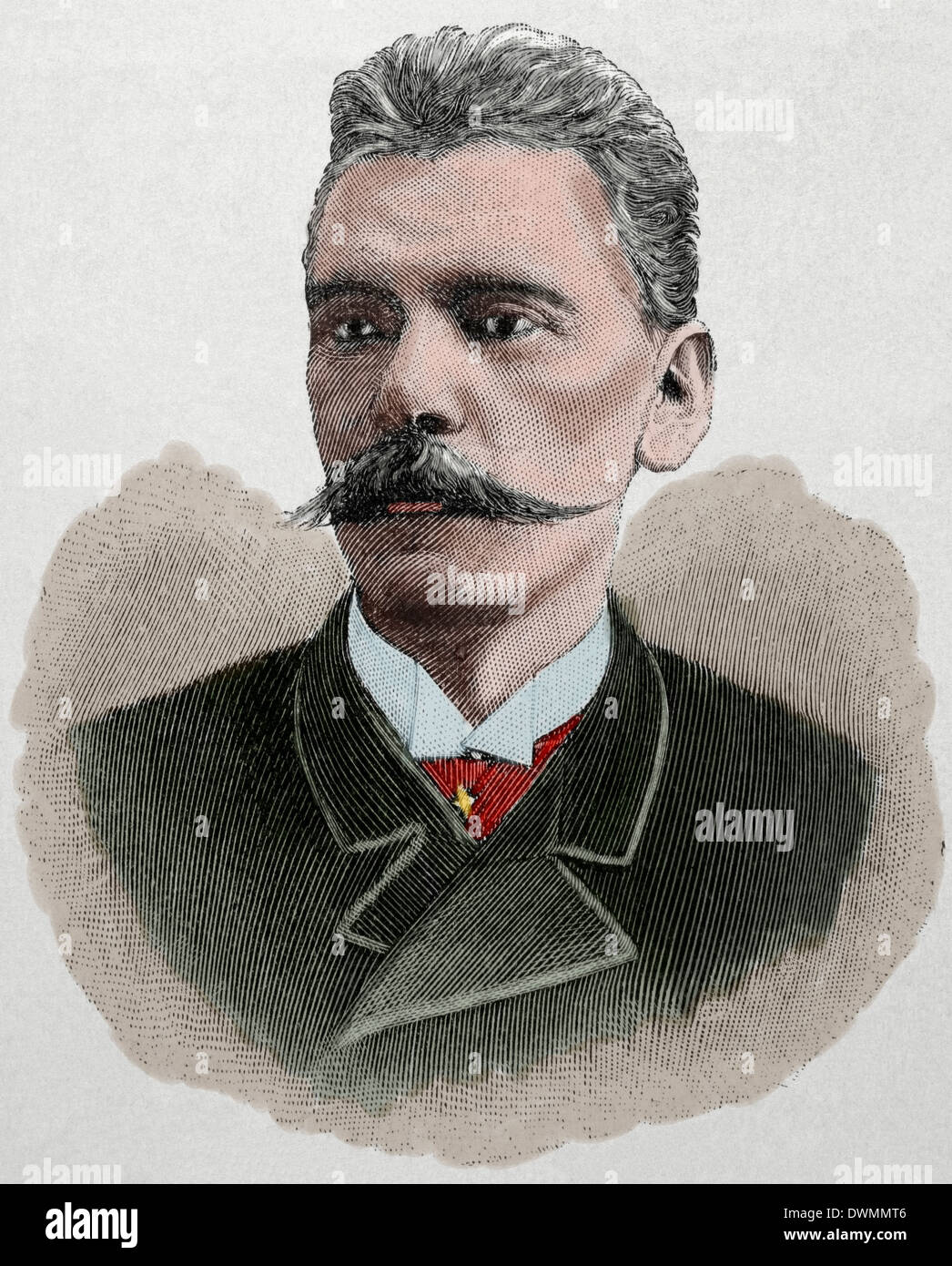 Karl Larsen (1860-1931). Dänischer Schriftsteller. Gravur, gefärbt. Stockfoto