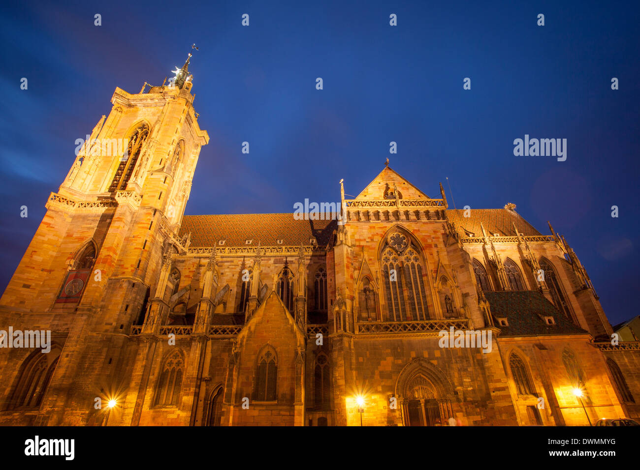 Die imposante St. Martin Church in Colmar, Elsass, Frankreich Stockfoto