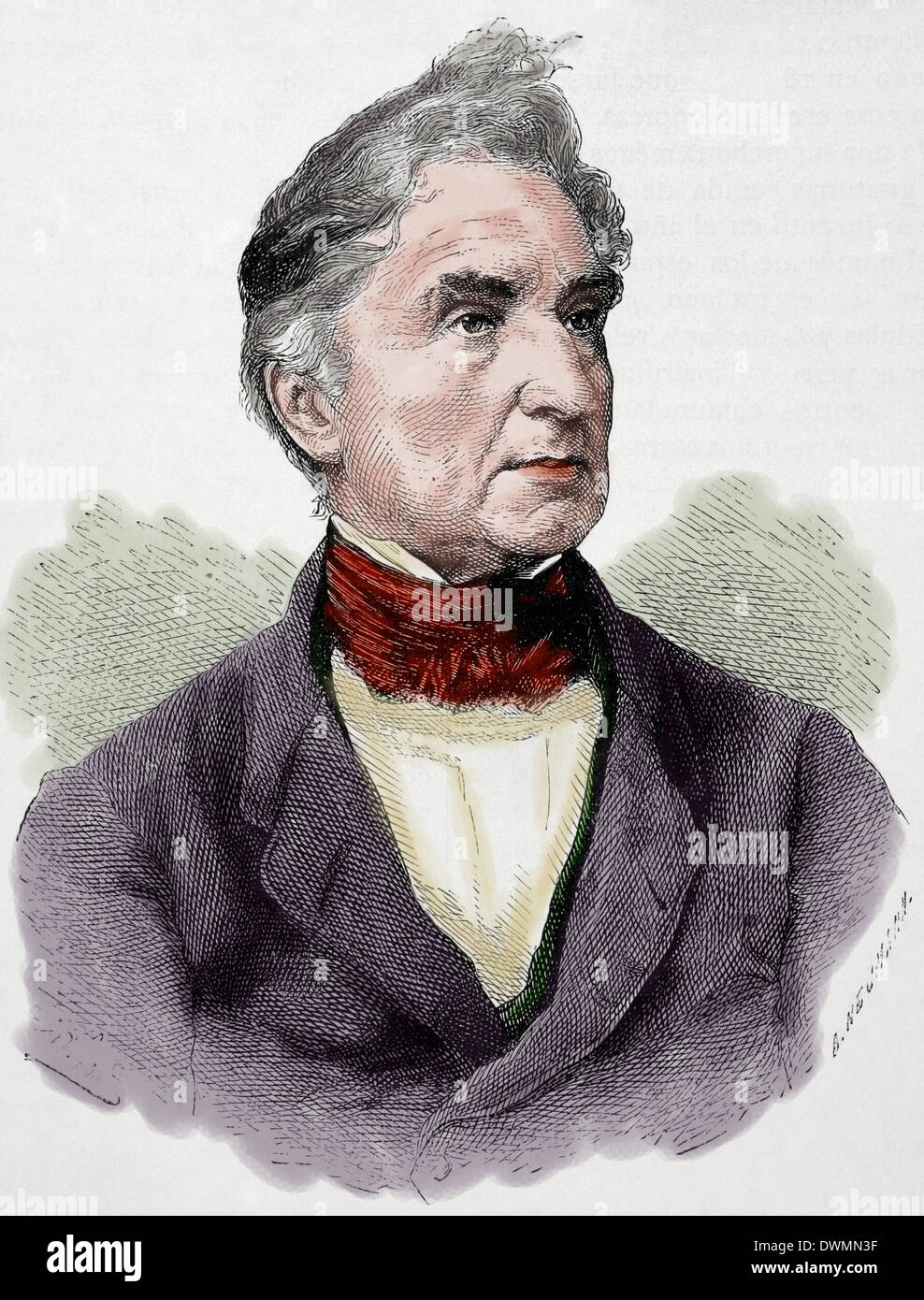 Justus von Liebig (1803-1873). Deutscher Chemiker. Arbeitete an der Organisation der organischen Chemie. Gravur. Farbige. Stockfoto