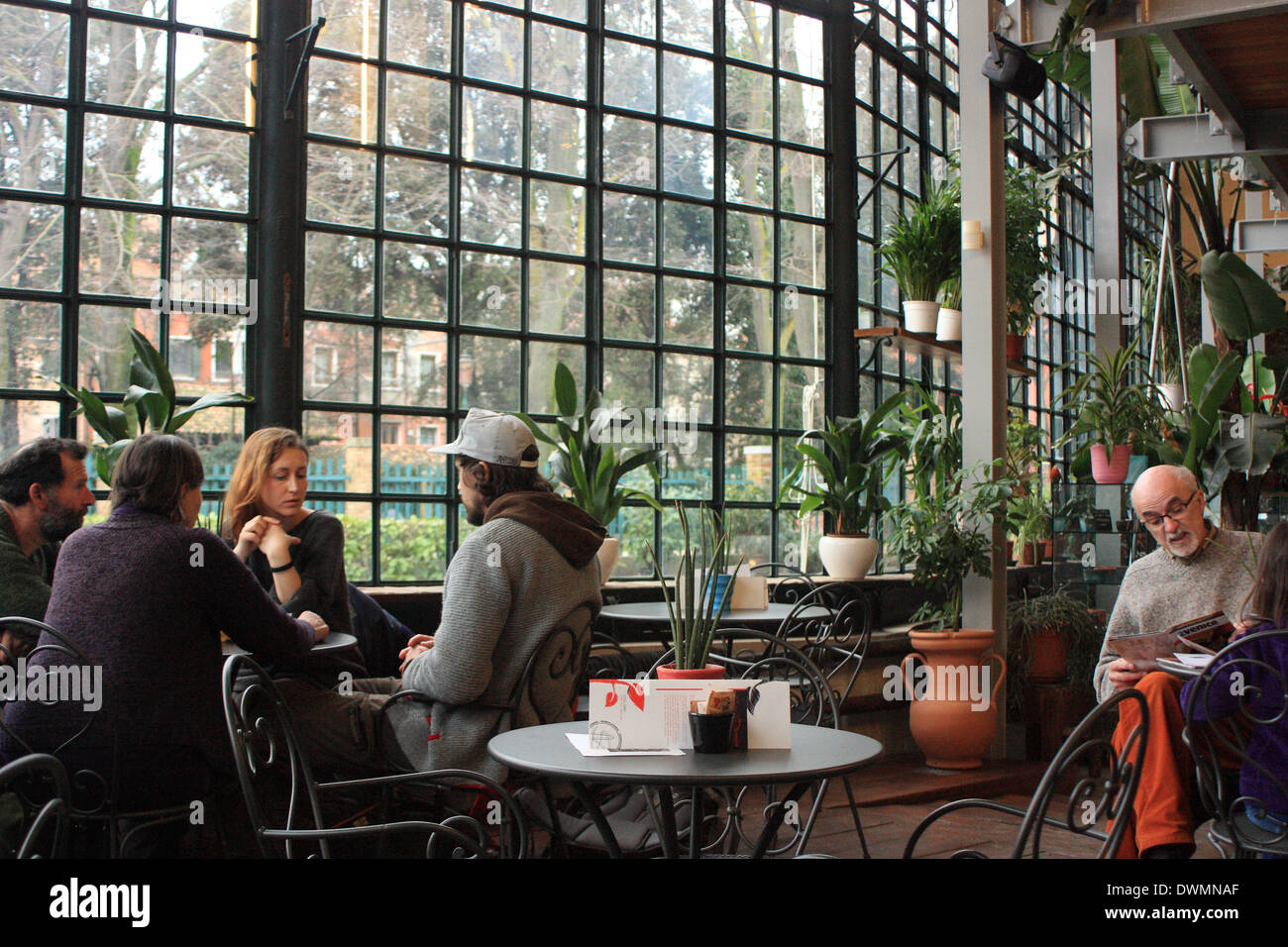 Die Gewächshaus-Café-Bar "Serra dei Giardini", Venedig Stockfoto