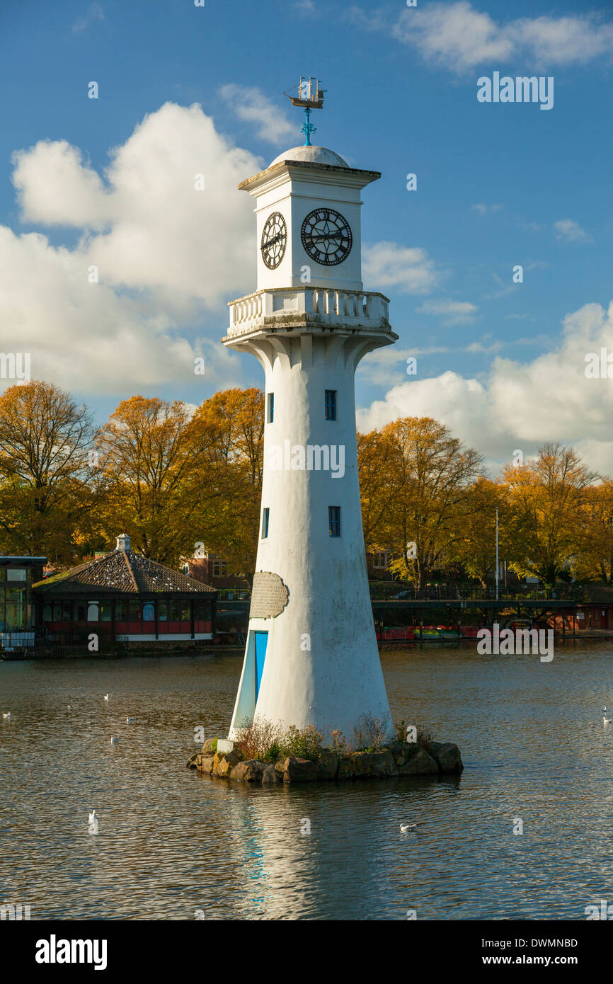 Captain Scott Memorial Lighthouse, Roath Park, Cardiff, Wales, Großbritannien Stockfoto