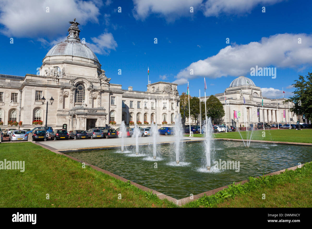 Rathaus, das National Museum Of Wales, Cardiff Civic Centre, Wales, Vereinigtes Königreich, Europa Stockfoto