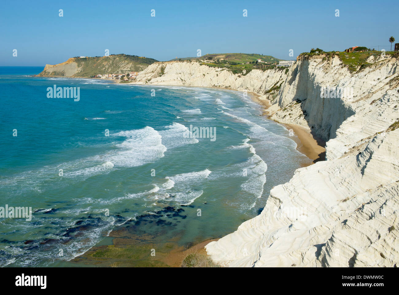 Scala dei Turchi, felsige Ufer Beetwen Capo Rossello und Porto Empedocle, Realmonte, Bezirk Agrigento, Sizilien, Italien Stockfoto