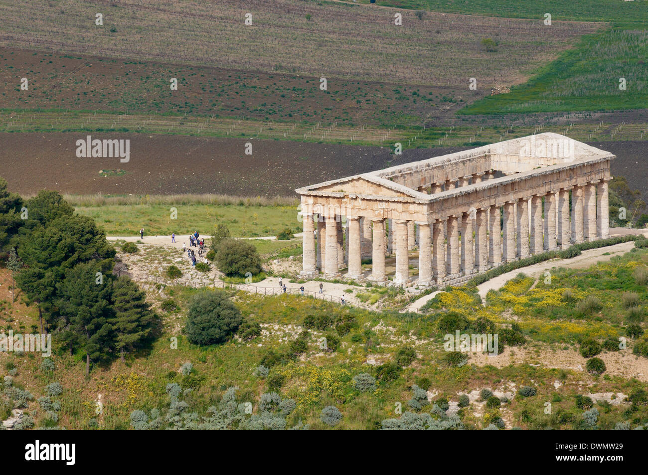 Griechische Tempel, Segesta, Bezirk von Trapani, Sizilien, Italien, Europa Stockfoto