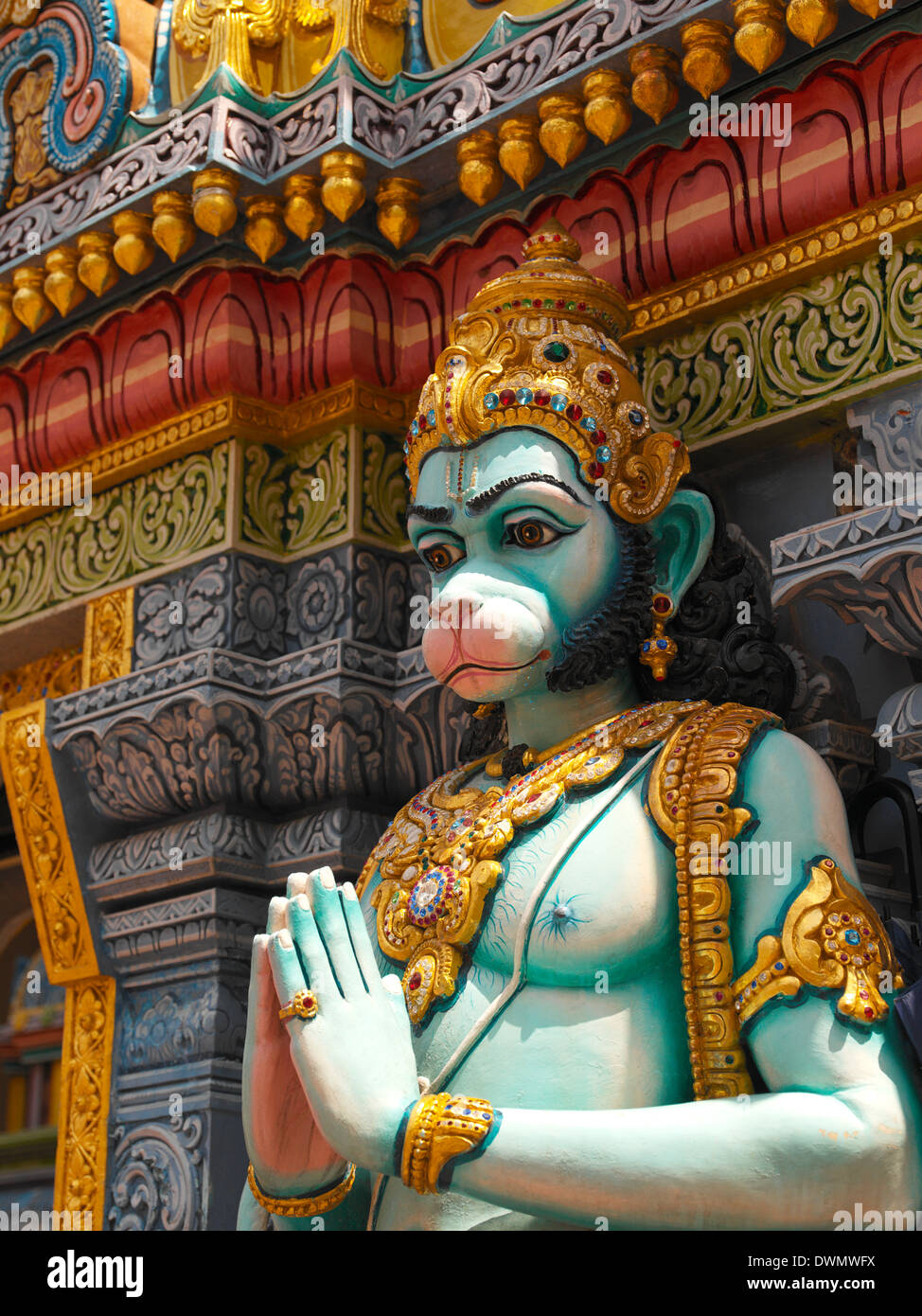 Statue der Affengott an der Sri Krishnan Hindutempel in Singapur Stockfoto