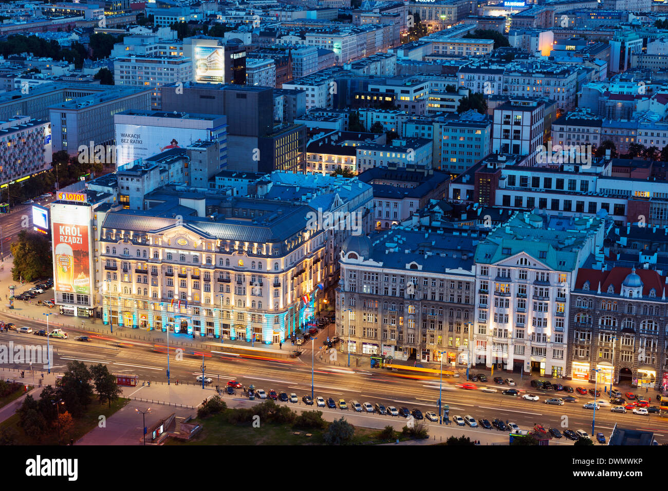 Blick auf die Stadt vom Palast der Kultur und Wissenschaft, Warschau, Polen, Europa Stockfoto