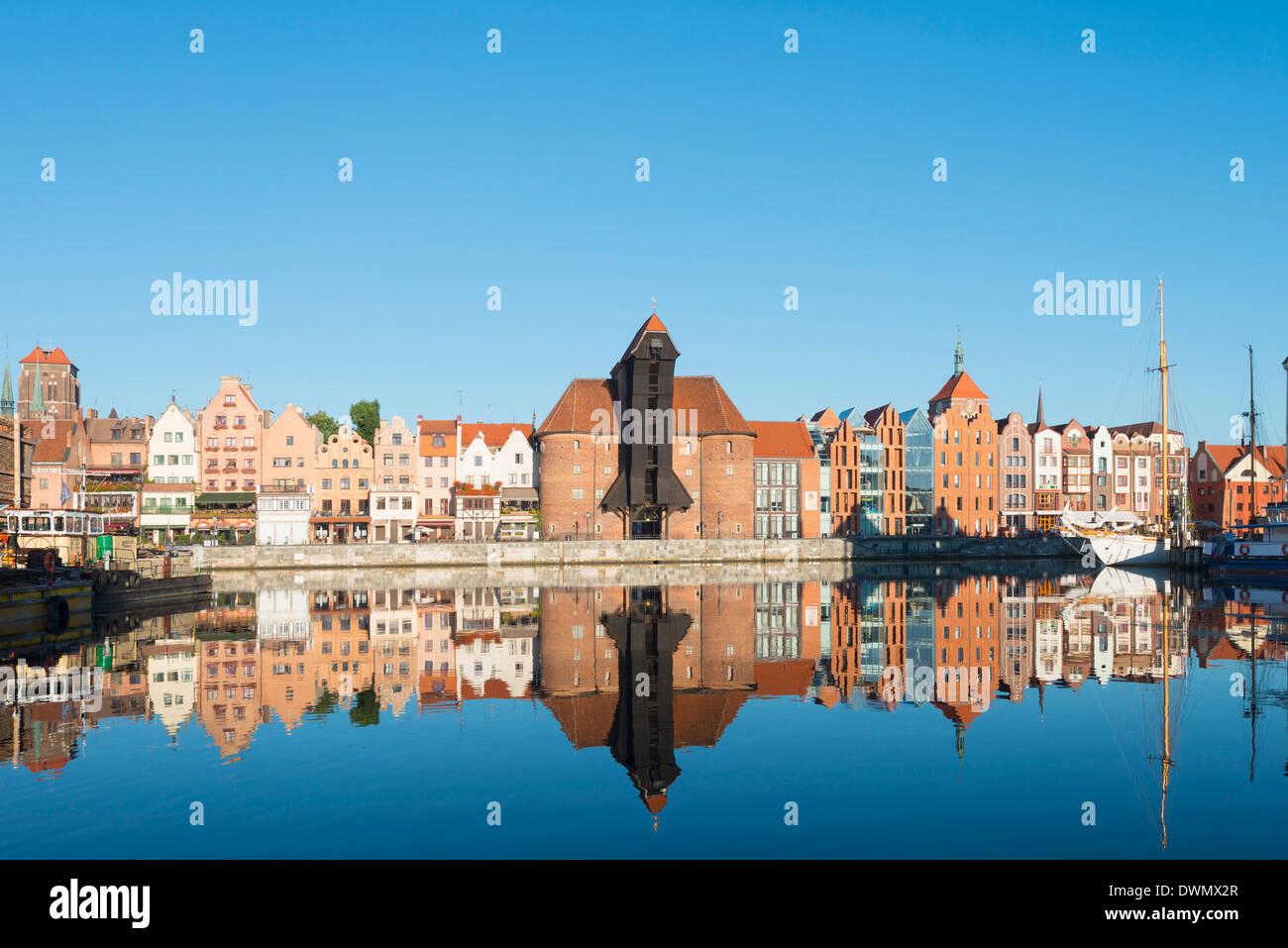 Kanal Seite Häuser, Gdansk, Polen, Europa Stockfoto