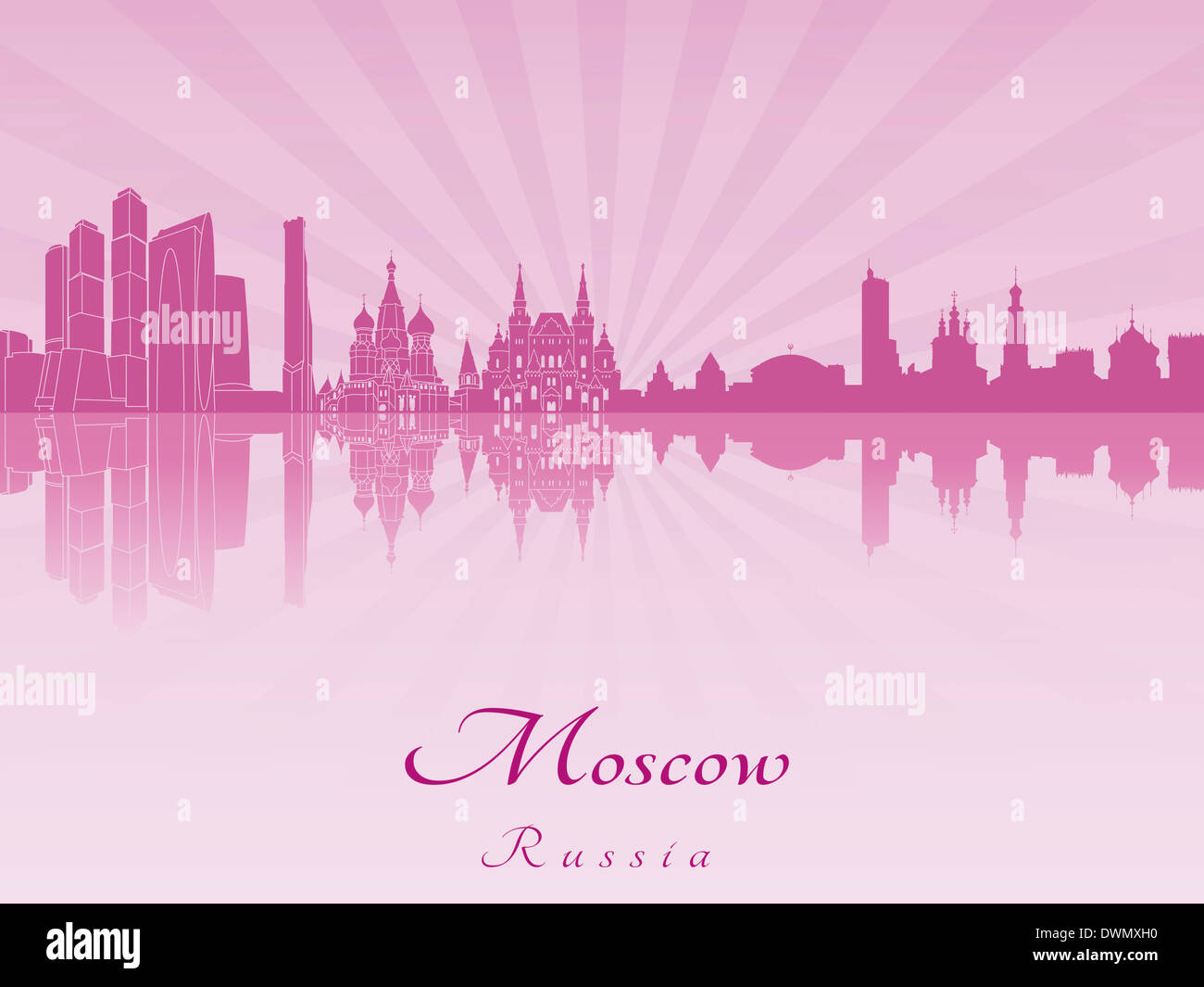 Skyline von Moskau in lila radiant Stockfoto
