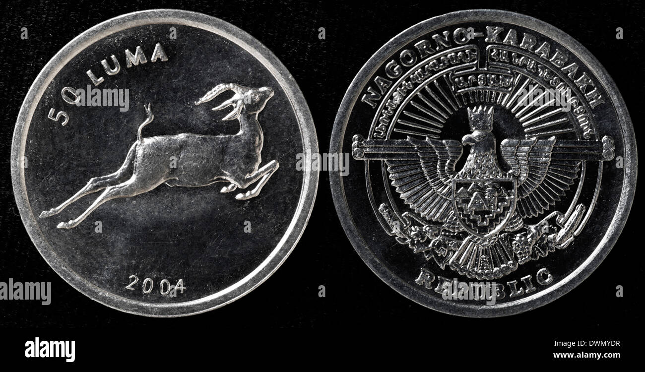 50 Luma Münze, Gazelle, Republik Bergkarabach, 2004 Stockfoto