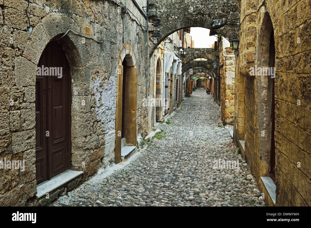 Szene aus der Altstadt, Rhodos Stadt, Rhodos, Dodekanes, griechische Inseln, Griechenland, Europa Stockfoto
