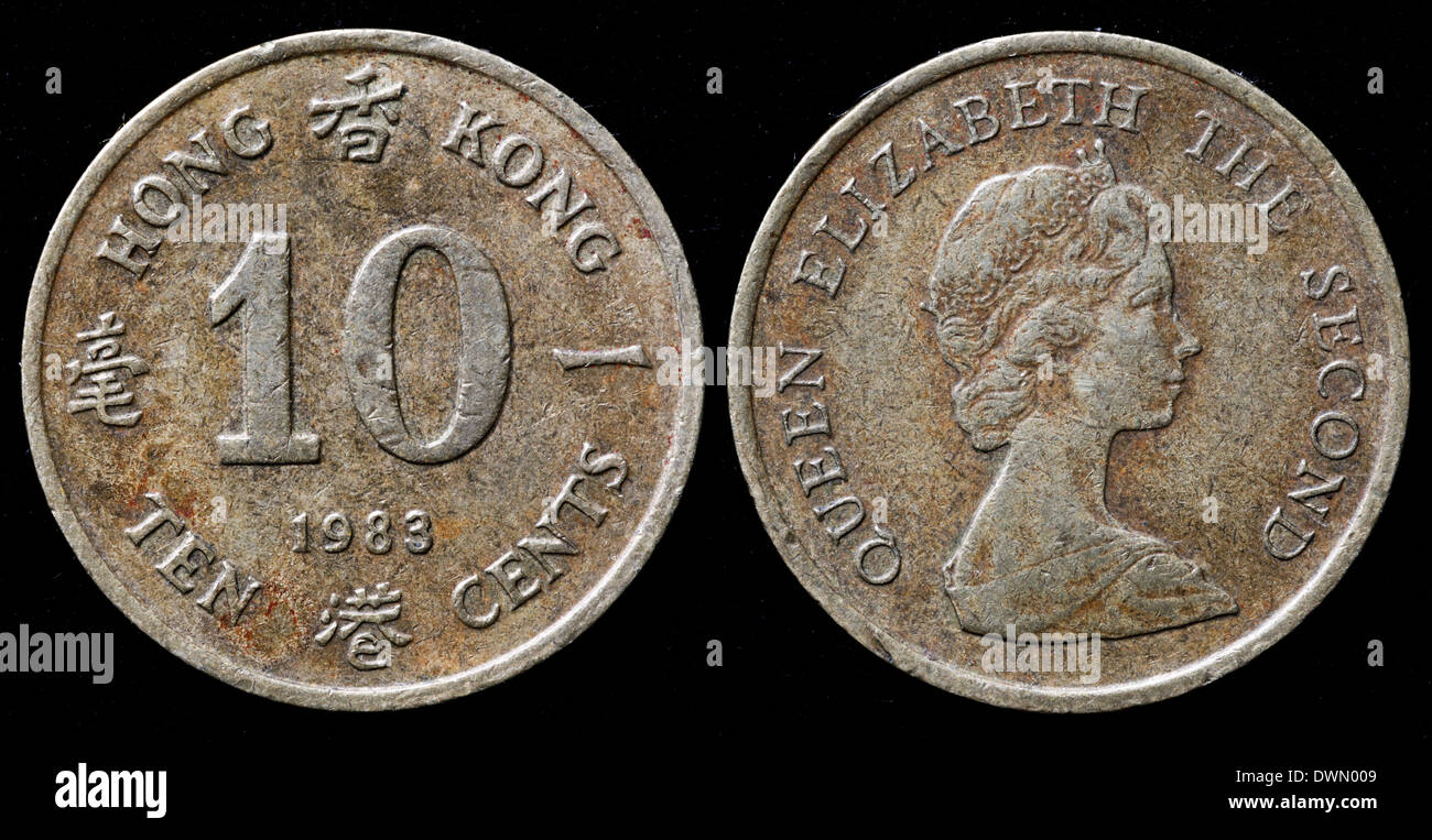 10 Cent Münze, Hong Kong, 1983 Stockfoto