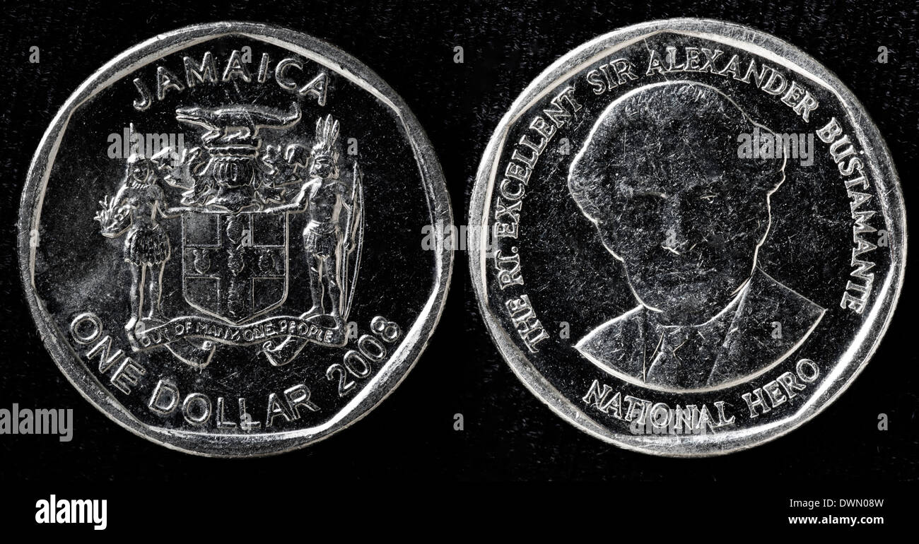 1-Dollar-Münze, Sir Alexander Bustamante, Jamaika, 2008 Stockfoto