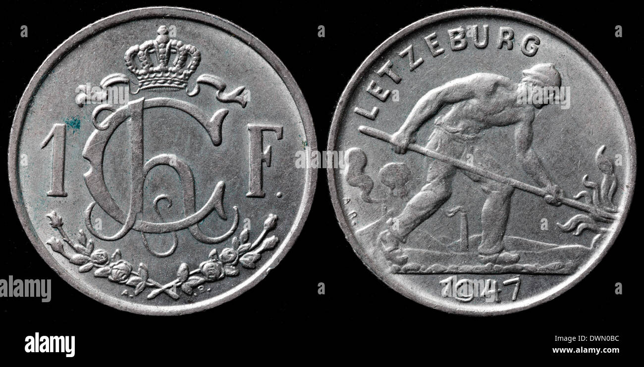 1 Franc, Luxemburg, 1947 Stockfoto
