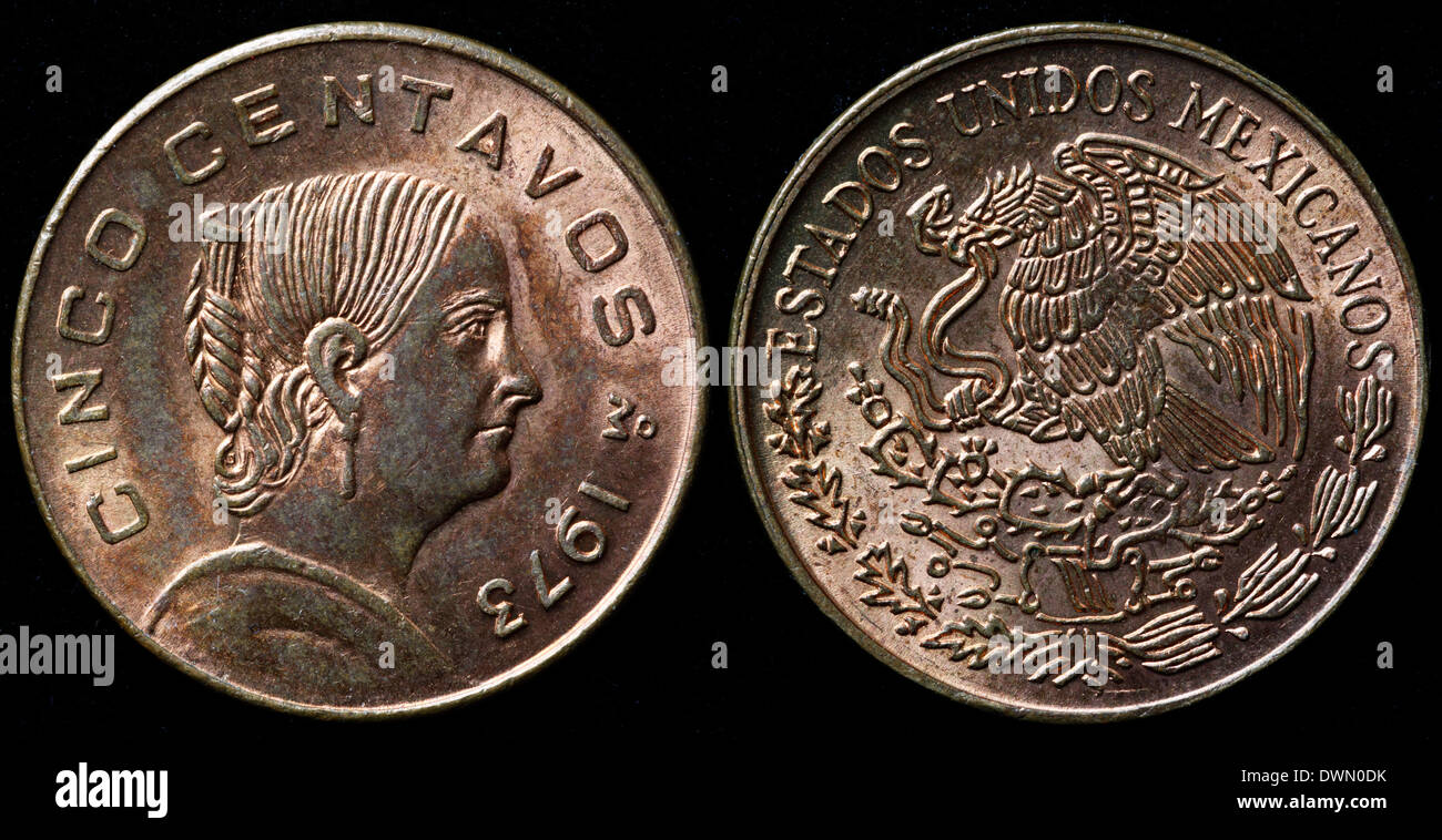 5 Centavos Münze, Mexiko, 1973 Stockfoto