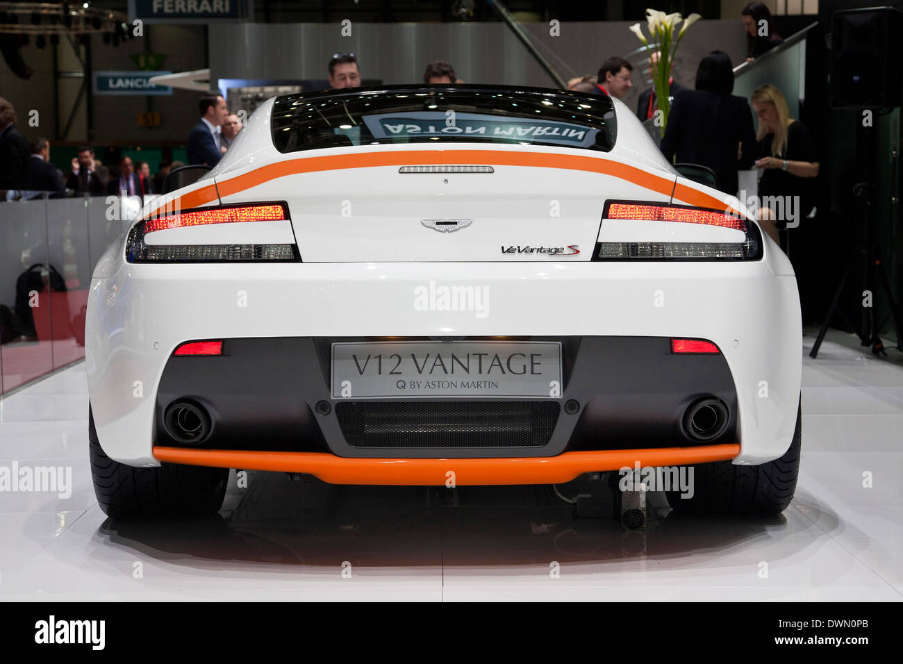 Aston Martin V12 Vantage auf dem 84. Genfer Internationalen Automobilausstellung 2014. Stockfoto