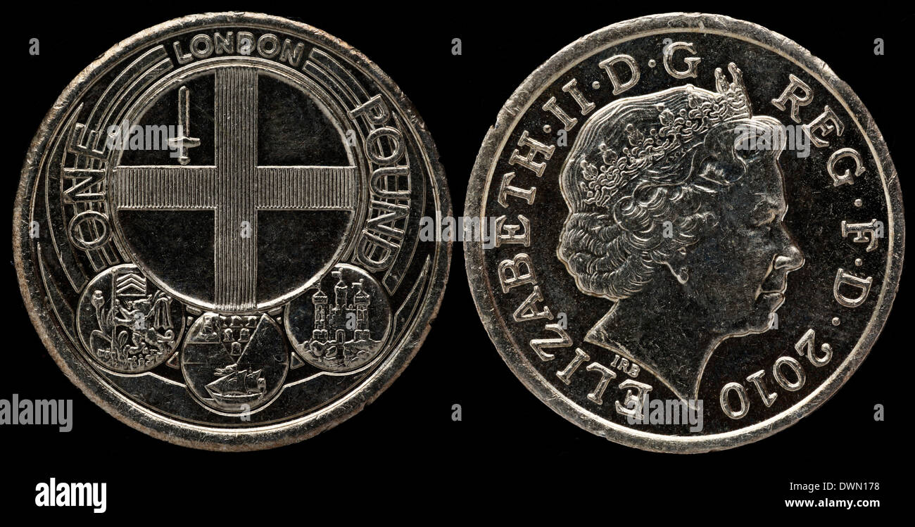1 Pfund Münze, London, UK, 2010 Stockfoto