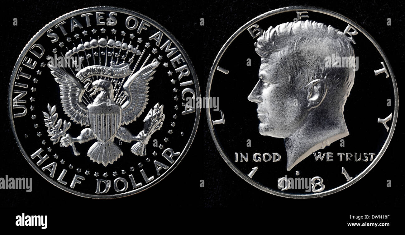 Halb-Dollar-Münze, USA, 1981 Stockfoto