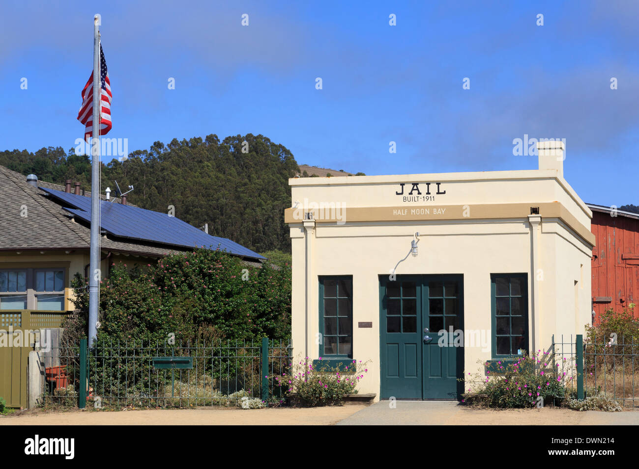 Alten Gefängnis in der Altstadt, Half Moon Bay, Kalifornien, Vereinigte Staaten von Amerika, Nordamerika Stockfoto