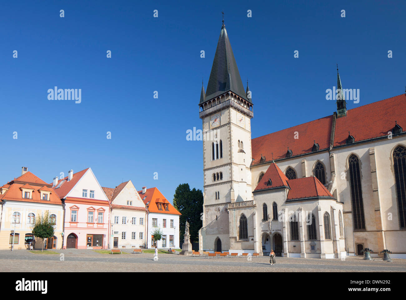 Basilika St. Egidius in Radnicne Square, Bardejov, UNESCO World Heritage Site, Presov Region, Slowakei, Europa Stockfoto